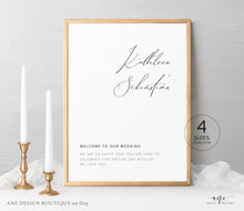 Load image into Gallery viewer, Minimalist Wedding Welcome Sign Template, Modern Calligraphy Simple Wedding Bridal Baby Shower Sign Poster, Editable, Printable Download 011