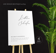 Load image into Gallery viewer, Minimalist Wedding Welcome Sign Template, Modern Calligraphy Simple Wedding Bridal Baby Shower Sign Poster, Editable, Printable Download 011
