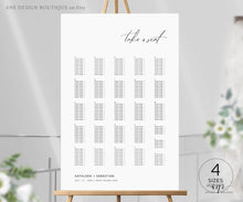 Load image into Gallery viewer, Minimalist Seating Chart Template, Simple Modern Calligraphy Wedding Bridal Sign Table Plan, 100% Editable A1 A2, Printable Download DIY 011
