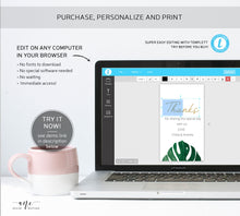 Load image into Gallery viewer, Monstera Wedding Bundle Instant Download, Printable Destination Beach Invitation Set Templates, Tropical Greenery Palm Editable Templett 003