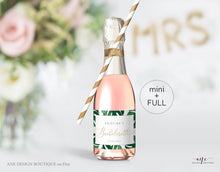 Load image into Gallery viewer, Monstera Mini & Full Champagne Frame Label Template, Tropical Leaf, Beach Bachelorette Bridal Baby Shower, Fully Editable, Printable Download 003