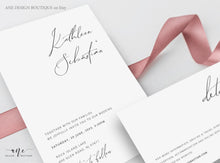 Load image into Gallery viewer, Minimalist Modern Calligraphy Wedding Invitation Set Template, Simple Stylish Invite Suite, 100% Editable, Printable, Instant Download, 011