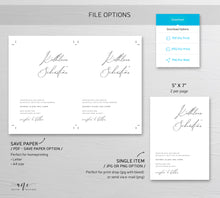 Load image into Gallery viewer, Minimalist Modern Calligraphy Wedding Invitation Set Template, Simple Stylish Invite Suite, 100% Editable, Printable, Instant Download, 011