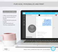 Load image into Gallery viewer, Minimalist Modern Calligraphy Wedding Invitation Set Template, Simple Stylish Invite Suite, 100% Editable, Printable, Instant Download, 011