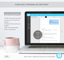 Load image into Gallery viewer, Minimalist Modern Calligraphy Wedding Menu Program Template, Minimal Simple & Stylish Dinner Menu Card, 100% Editable Printable Download 011