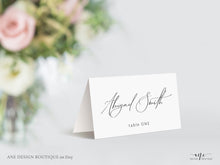 Load image into Gallery viewer, Minimalist Modern Calligraphy Place Card Template, Printable DIY Wedding Bridal Escort Card, 100% Editable Table Name Cards, Download, 011
