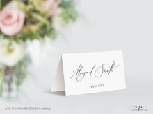 Load image into Gallery viewer, Minimalist Modern Calligraphy Place Card Template, Printable DIY Wedding Bridal Escort Card, 100% Editable Table Name Cards, Download, 011