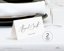 Load image into Gallery viewer, Minimalist Modern Calligraphy Place Card Template, Printable DIY Wedding Bridal Escort Card, 100% Editable Table Name Cards, Download, 011