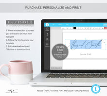 Load image into Gallery viewer, Minimalist Modern Calligraphy Place Card Template, Printable DIY Wedding Bridal Escort Card, 100% Editable Table Name Cards, Download, 011