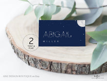 Load image into Gallery viewer, Moon and Stars Place Card Template, Printable Celestial Wedding Bridal Escort Card, Editable Constellations Galaxy Name Cards, Download, 022