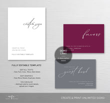 Load image into Gallery viewer, Modern Minimalist Custom Sign Template, 100% Editable Modern Calligraphy Table Sign, Simple Wedding Signage, 5x7 8x10 Printable Download 011