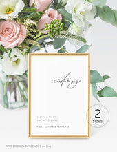 Load image into Gallery viewer, Modern Minimalist Custom Sign Template, 100% Editable Modern Calligraphy Table Sign, Simple Wedding Signage, 5x7 8x10 Printable Download 011