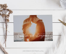 Load image into Gallery viewer, Photo Postponed Wedding Postcard Template, Change the Date Printable, Change of Plans Announcement Card, Fully Editable Instant Download 011