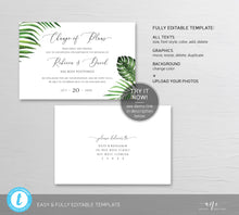 Load image into Gallery viewer, Tropical Change of Plans Wedding Postcard Template, Change the Date Printable, Postponed Wedding Announcement Card, Editable, Download, 002