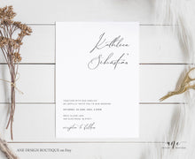 Load image into Gallery viewer, Minimalist Modern Calligraphy Wedding Invitation Set Template, Simple Stylish Invite Suite, 100% Editable, Printable, Instant Download, 011