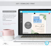 Load image into Gallery viewer, Tropical Let's Try This Again Wedding Template, Change the Date Printable, Postponed Wedding Announcement Card, 5x7, Editable, Download, 002