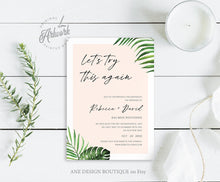 Load image into Gallery viewer, Tropical Let&#39;s Try This Again Wedding Template, Change the Date Printable, Postponed Wedding Announcement Card, 5x7, Editable, Download, 002
