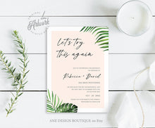 Load image into Gallery viewer, Tropical Let's Try This Again Wedding Template, Change the Date Printable, Postponed Wedding Announcement Card, 5x7, Editable, Download, 002