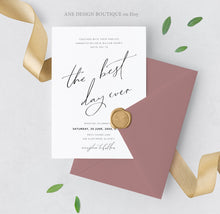 Load image into Gallery viewer, Minimalist Modern Calligraphy Wedding Invitation Set Template,Handwritten Wedding Invitations 100% Editable, Printable, Instant Download 011