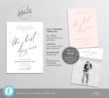Load image into Gallery viewer, Minimalist Modern Calligraphy Wedding Invitation Set Template,Handwritten Wedding Invitations 100% Editable, Printable, Instant Download 011