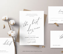 Load image into Gallery viewer, Minimalist Modern Calligraphy Wedding Invitation Set Template,Handwritten Wedding Invitations 100% Editable, Printable, Instant Download 011