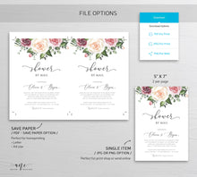 Load image into Gallery viewer, Boho Floral Shower by Mail Invitation Template, Mauve Blush Roses Virtual Bridal Baby Shower, 100% Editable, Printable, Digital Download 007