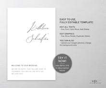 Load image into Gallery viewer, Minimalist Wedding Welcome Sign Template, Modern Calligraphy Simple Wedding Bridal Baby Shower Sign Poster, Editable, Printable Download 011