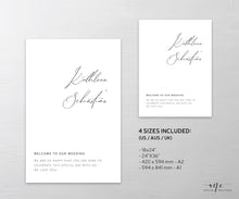 Load image into Gallery viewer, Minimalist Wedding Welcome Sign Template, Modern Calligraphy Simple Wedding Bridal Baby Shower Sign Poster, Editable, Printable Download 011
