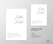 Load image into Gallery viewer, Minimalist Wedding Welcome Sign Template, Modern Calligraphy Simple Wedding Bridal Baby Shower Sign Poster, Editable, Printable Download 011