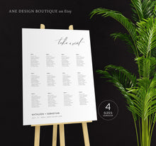 Load image into Gallery viewer, Minimalist Seating Chart Template, Simple Modern Calligraphy Wedding Bridal Sign Table Plan, 100% Editable A1 A2, Printable Download DIY 011