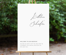 Load image into Gallery viewer, Minimalist Wedding Welcome Sign Template, Modern Calligraphy Simple Wedding Bridal Baby Shower Sign Poster, Editable, Printable Download 011