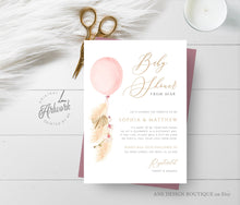 Load image into Gallery viewer, Balloon Pampas Grass Baby Shower by Mail Invitation Template, DIY Boho Baby Dried Grass Invites, Desert, Printable, Instant Download 017