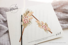 Load image into Gallery viewer, Boho Pampas Grass Arch Wedding Invitation Set Template, Tropical Dried Grass Palm Leaf, Bohemian Desert Orchid, Printable, Inst Download 017