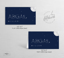 Load image into Gallery viewer, Moon and Stars Place Card Template, Printable Celestial Wedding Bridal Escort Card, Editable Constellations Galaxy Name Cards, Download, 022