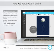 Load image into Gallery viewer, Celestial Moon Wedding Table Numbers Template, Starry Night Sky Bridal Table Card, Sacred Geometry, Galaxy Space, Editable Printable DIY 022