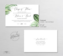 Load image into Gallery viewer, Tropical Change of Plans Wedding Postcard Template, Change the Date Printable, Postponed Wedding Announcement Card, Editable, Download, 002
