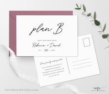 Load image into Gallery viewer, Change of Plans Wedding Postcard Template, Postponed Wedding Printable, Change the Date Announcement Card, Fully Editable, Inst Download 011
