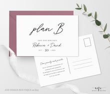 Load image into Gallery viewer, Change of Plans Wedding Postcard Template, Postponed Wedding Printable, Change the Date Announcement Card, Fully Editable, Inst Download 011