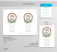 Load image into Gallery viewer, Rustic Greenery Wedding Invitation Set Printable Template, Boho Eucalyptus Baby's Breath, Wood Country Barn, 100% Editable, Download DIY 018