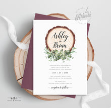 Load image into Gallery viewer, Rustic Greenery Wedding Invitation Set Printable Template, Boho Eucalyptus Baby's Breath, Wood Country Barn, 100% Editable, Download DIY 018