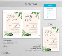 Load image into Gallery viewer, Tropical Let's Try This Again Wedding Template, Change the Date Printable, Postponed Wedding Announcement Card, 5x7, Editable, Download, 002