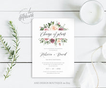 Load image into Gallery viewer, Mauve Rose Change of Plans Wedding Template, Change the Date Printable, Postponed Wedding Announcement Card, 5x7, Editable, Download, 007