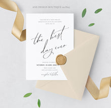Load image into Gallery viewer, Minimalist Modern Calligraphy Wedding Invitation Set Template,Handwritten Wedding Invitations 100% Editable, Printable, Instant Download 011