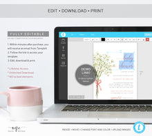 Load image into Gallery viewer, Baby's Breath Baby Shower by Mail Invitation Template, DIY Elegant Rustic Gypsophila Baby Shower Invites, Printable, Instant Download 018