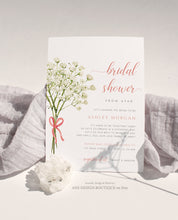 Load image into Gallery viewer, Gypsophila Rustic Bridal Shower by Mail Invitation Template, Baby's Breath Virtual Shower Invite, Editable, Printable, Instant Download 018