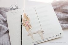 Load image into Gallery viewer, Boho Pampas Swing Bridal Invitation Template, Bohemian, DIY Boho Invites, Desert, Original Artwork, Fully Editable, Printable Download 017