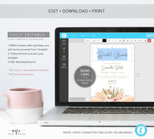 Load image into Gallery viewer, Pampas Grass Bridal Shower Invitation Template, Bohemian, DIY Boho Invites, Desert, Original Artwork, Fully Editable, Printable Download 017