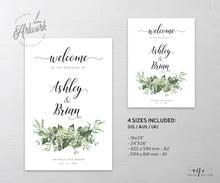 Load image into Gallery viewer, Rustic Greenery Wedding Welcome Sign Template, Country Barn Wedding Baby's Breath Bridal Reception Sign, Editable Printable DIY Download 018