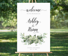 Load image into Gallery viewer, Rustic Greenery Wedding Welcome Sign Template, Country Barn Wedding Baby's Breath Bridal Reception Sign, Editable Printable DIY Download 018