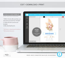 Load image into Gallery viewer, Boho Pampas Grass Save The Date Template, Tropical Bohemian Dried Palm Leaf Wedding Date Announcement Card, Printable, Instant Download 017